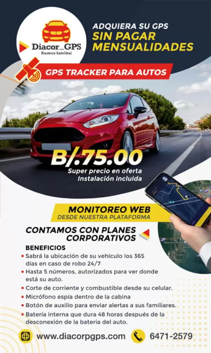 B/.75.00
 

 (Rebajado 24%) GPS para autos Sin Pagar Mensualidades